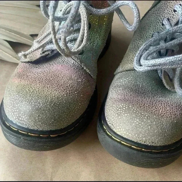 Doc Martens Shiny Rainbow Suede Boots Size 1 - Picture 3 of 8